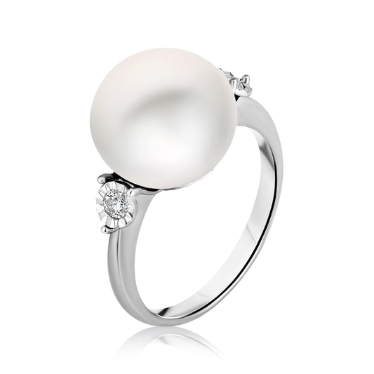 Stardust Pearl | טבעת פנינה ויהלומים