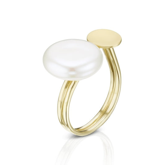 Golden Tranquility Pearl | טבעת זהב ופנינה