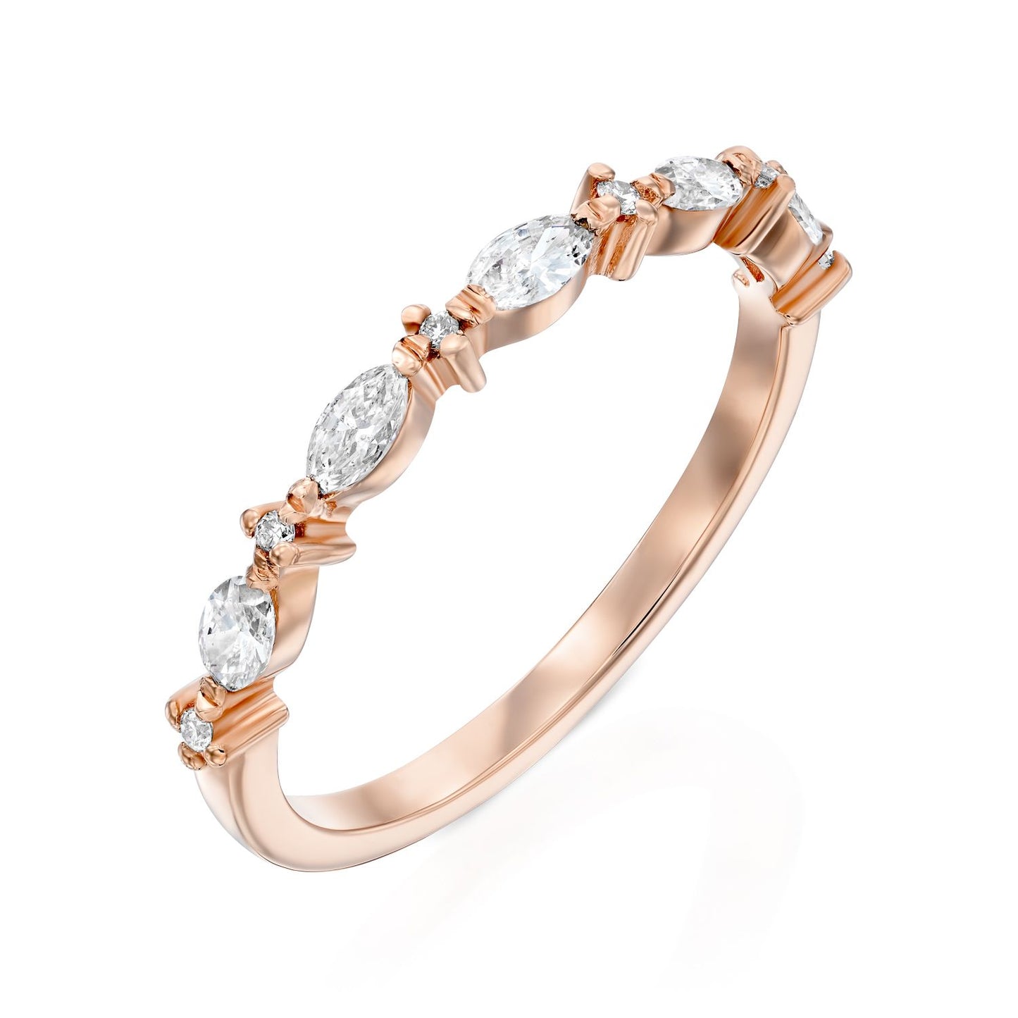 טבעת שורה יהלומי מרקיזה|Marquise Row Ring
