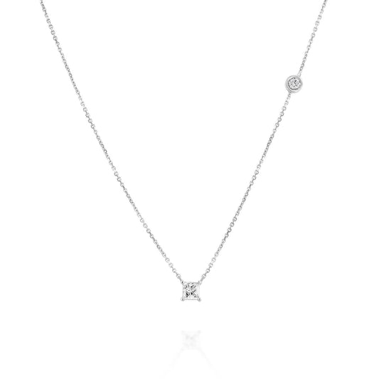 Princess Cut Diamond Necklace Gold 14K
