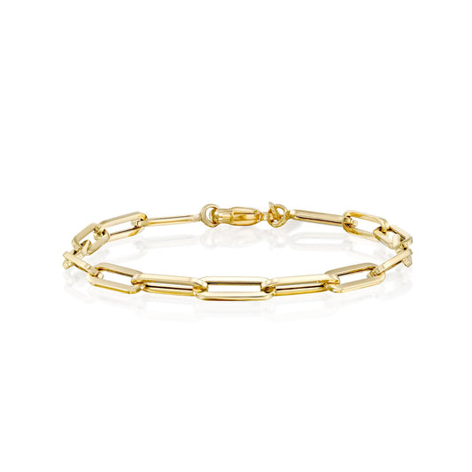 Elongated Open Link Chain Bracelet Gold 14K