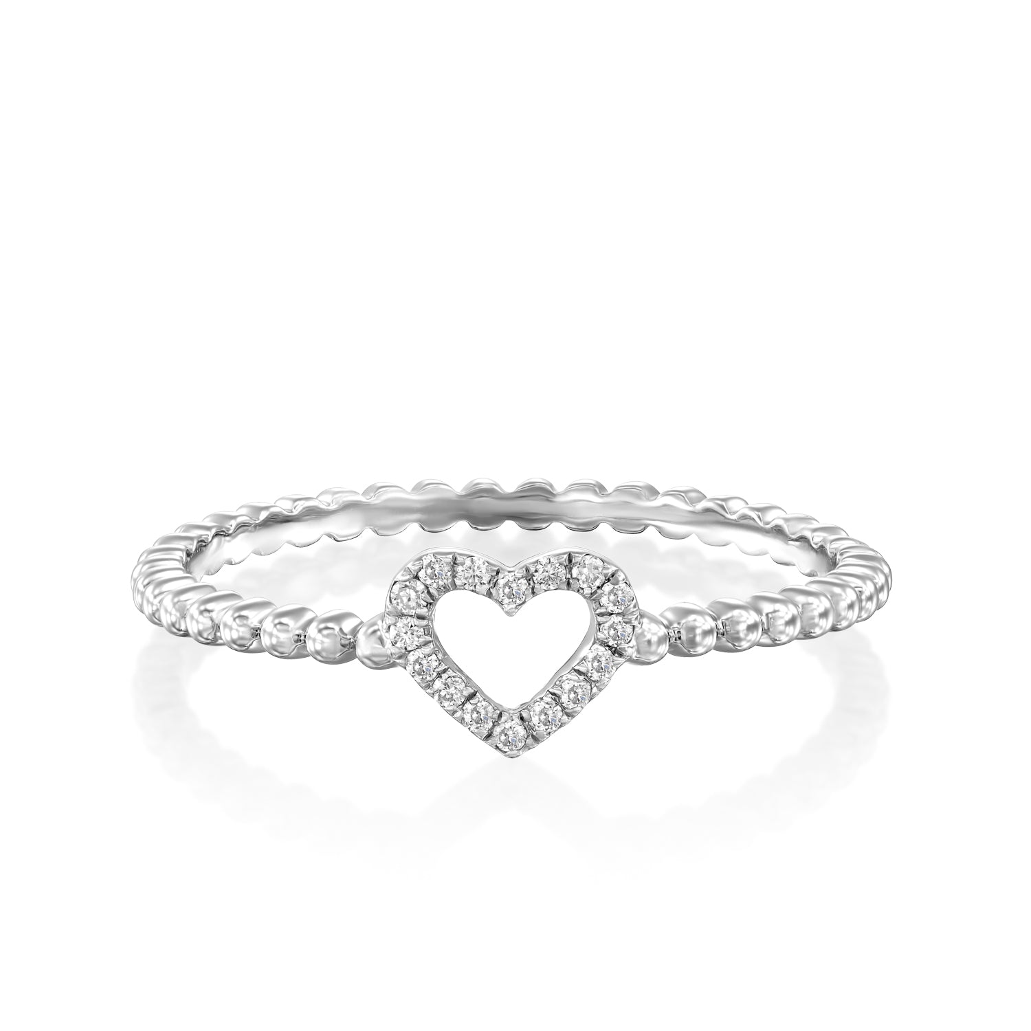 White Diamonds Heart Ring Gold 14K