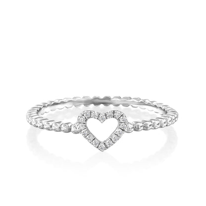 White Diamonds Heart Ring Gold 14K