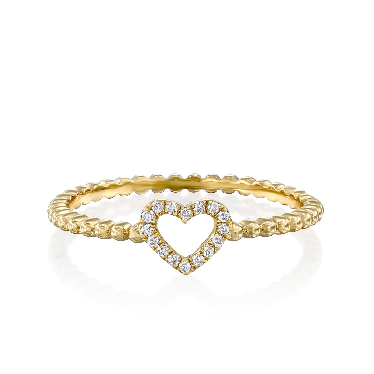 White Diamonds Heart Ring Gold 14K