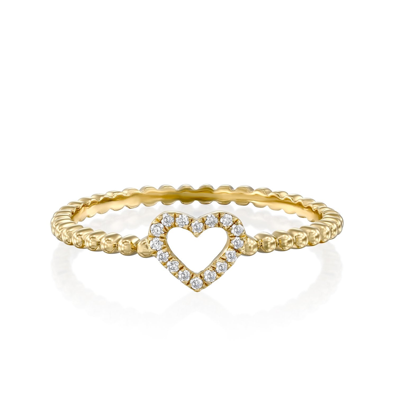 White Diamonds Heart Ring Gold 14K
