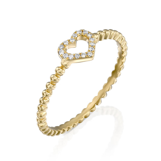 White Diamonds Heart Ring Gold 14K