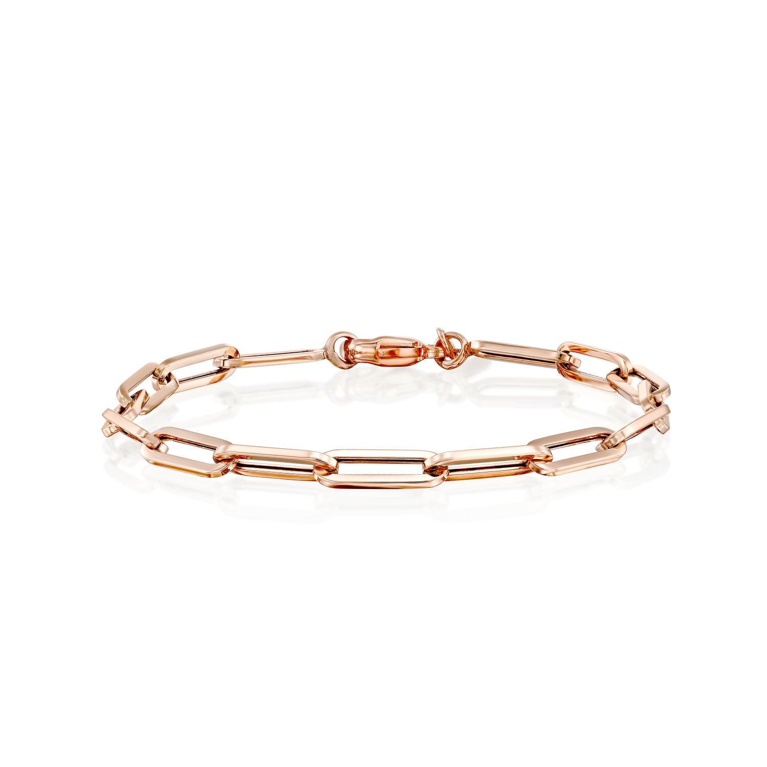 Elongated Open Link Chain Bracelet Gold 14K