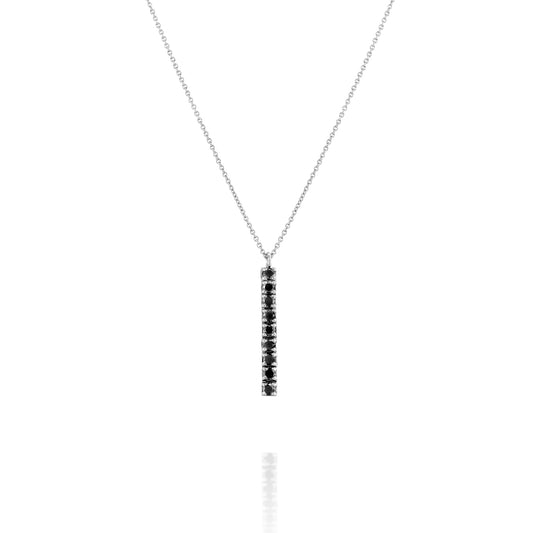 Black Diamonds Line Necklace Gold 14K