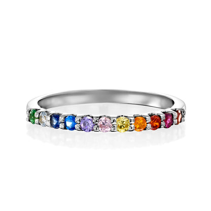 Rainbow Gemstones Ring Gold 14K