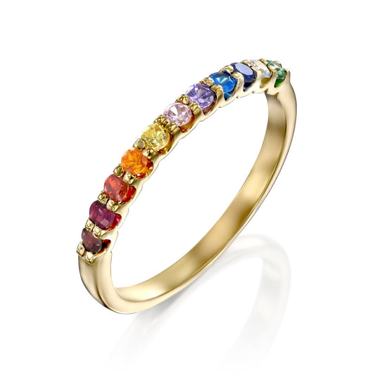 Rainbow Gemstones Ring Gold 14K