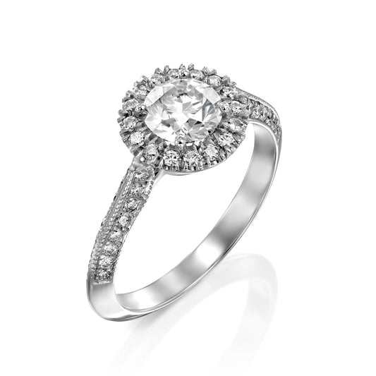 Engagement Ring White Diamonds Gold 14K 