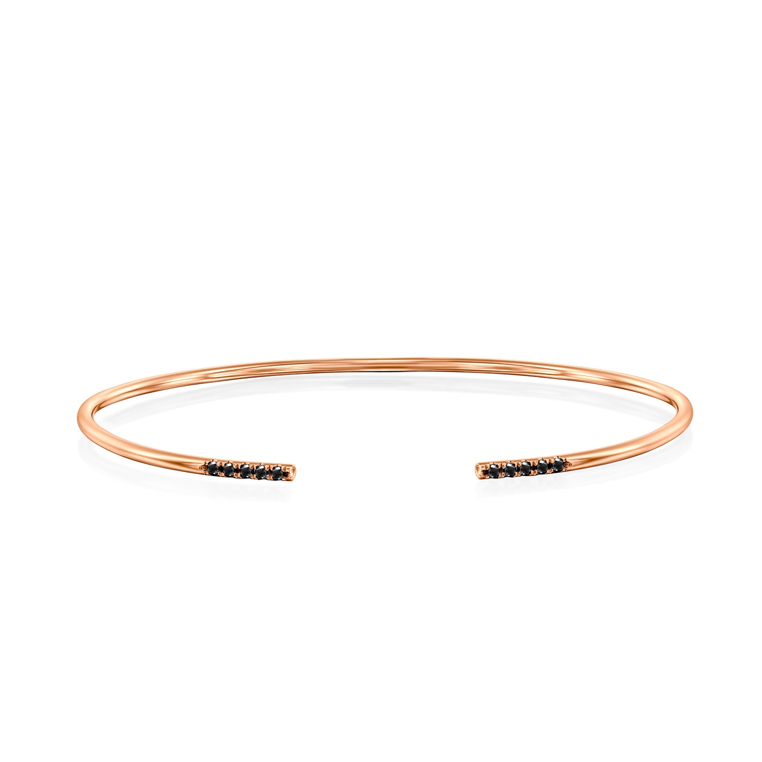Open Cuff Bracelet Black Diamonds Gold 14K