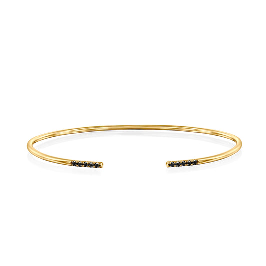 Open Cuff Bracelet Black Diamonds Gold 14K