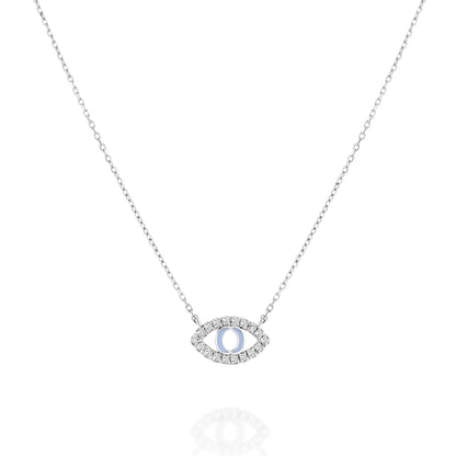 White Diamonds Eye Shape Necklace 
