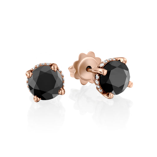 Black Diamond Earrings Gold 14K