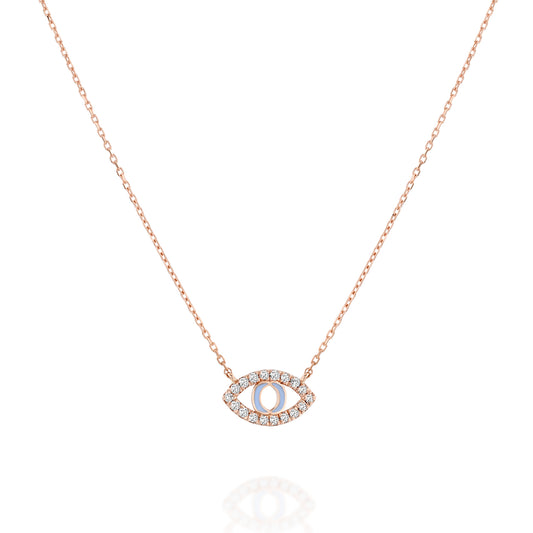 White Diamonds Eye Shape Necklace 