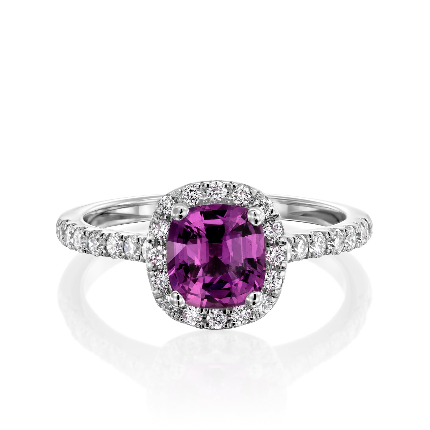 Pink Gemstone White Diamonds Ring Gold 14K