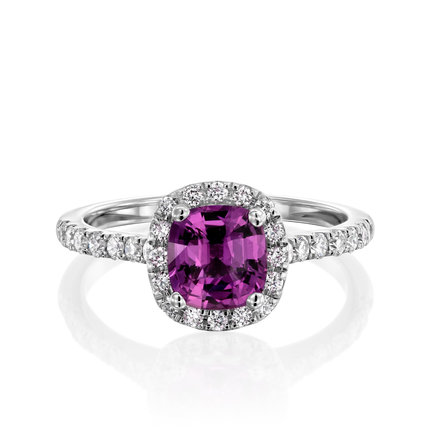 Pink Gemstone White Diamonds Ring Gold 14K