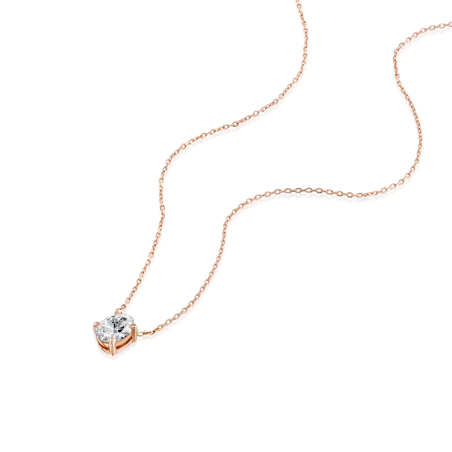 Oval Diamond Cut Necklace Gold 14K