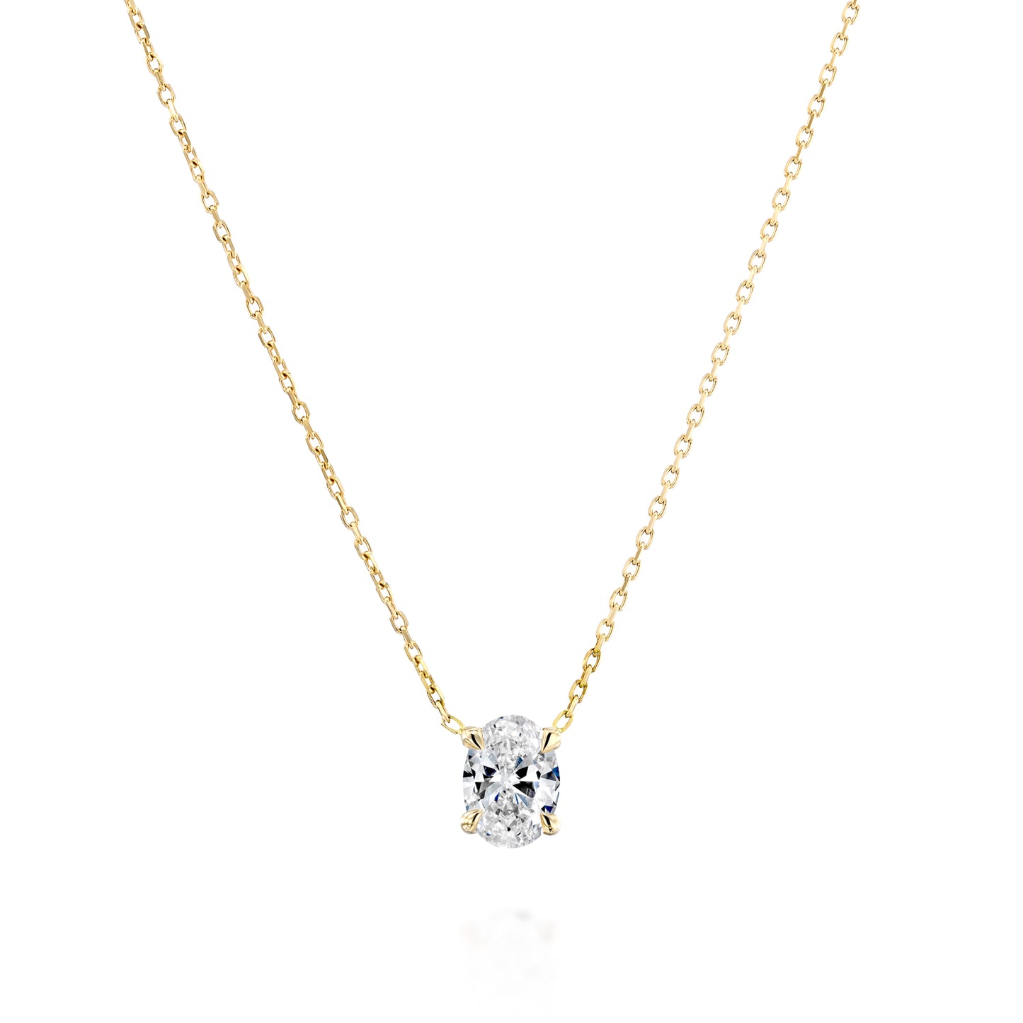 Oval Diamond Cut Necklace Gold 14K