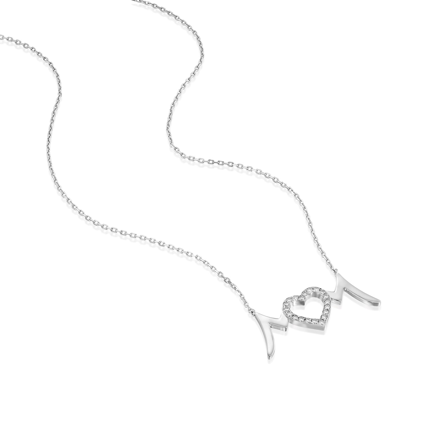 Mom Heart Diamonds Necklace Gold 14K