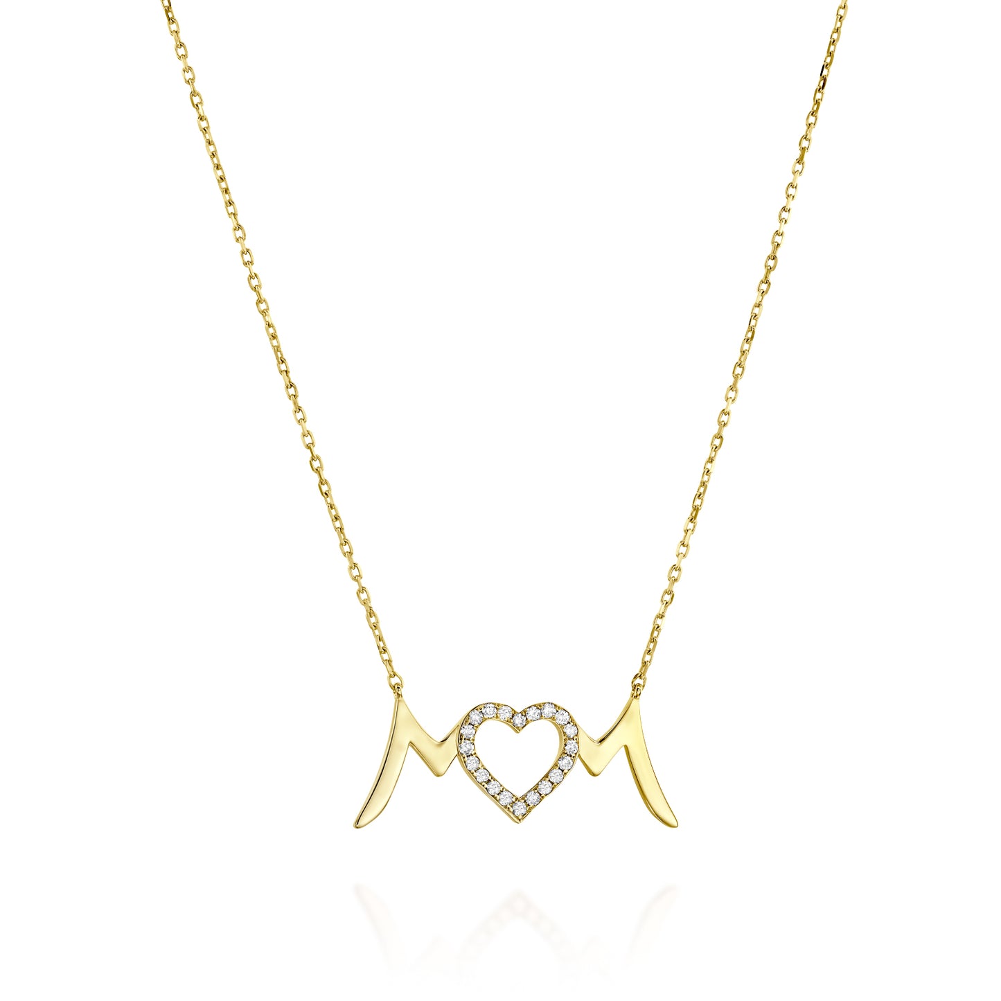 Mom Heart Diamonds Necklace Gold 14K