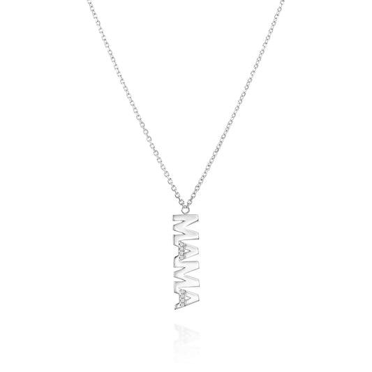 White Diamonds Mom Necklace Gold 14K