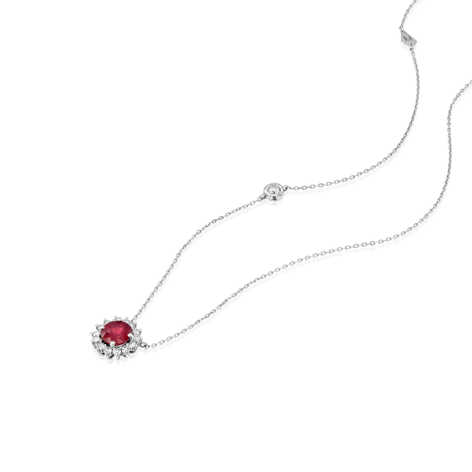 Ruby And White Diamonds Necklace Gold 14K