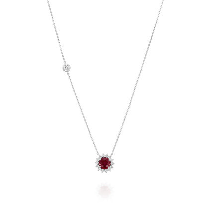 Ruby And White Diamonds Necklace Gold 14K