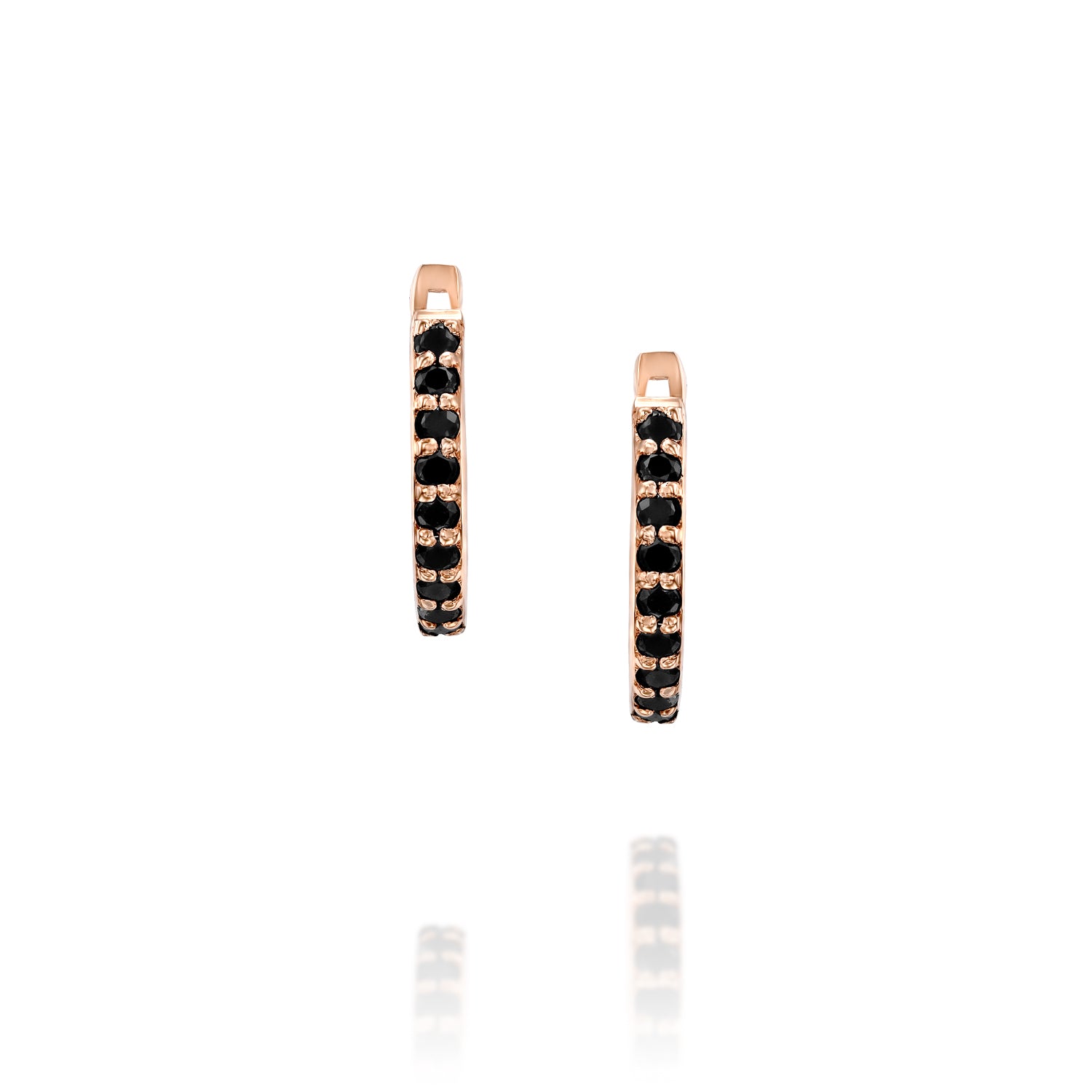 Black Diamonds Hoops Earrings Gold 14K