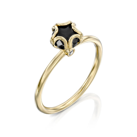 Black Diamond Flower Cut Ring