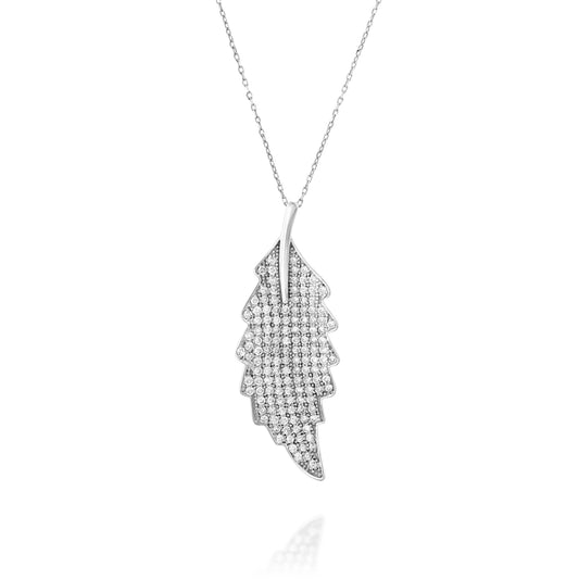 Feather Diamonds Necklace Gold 14K