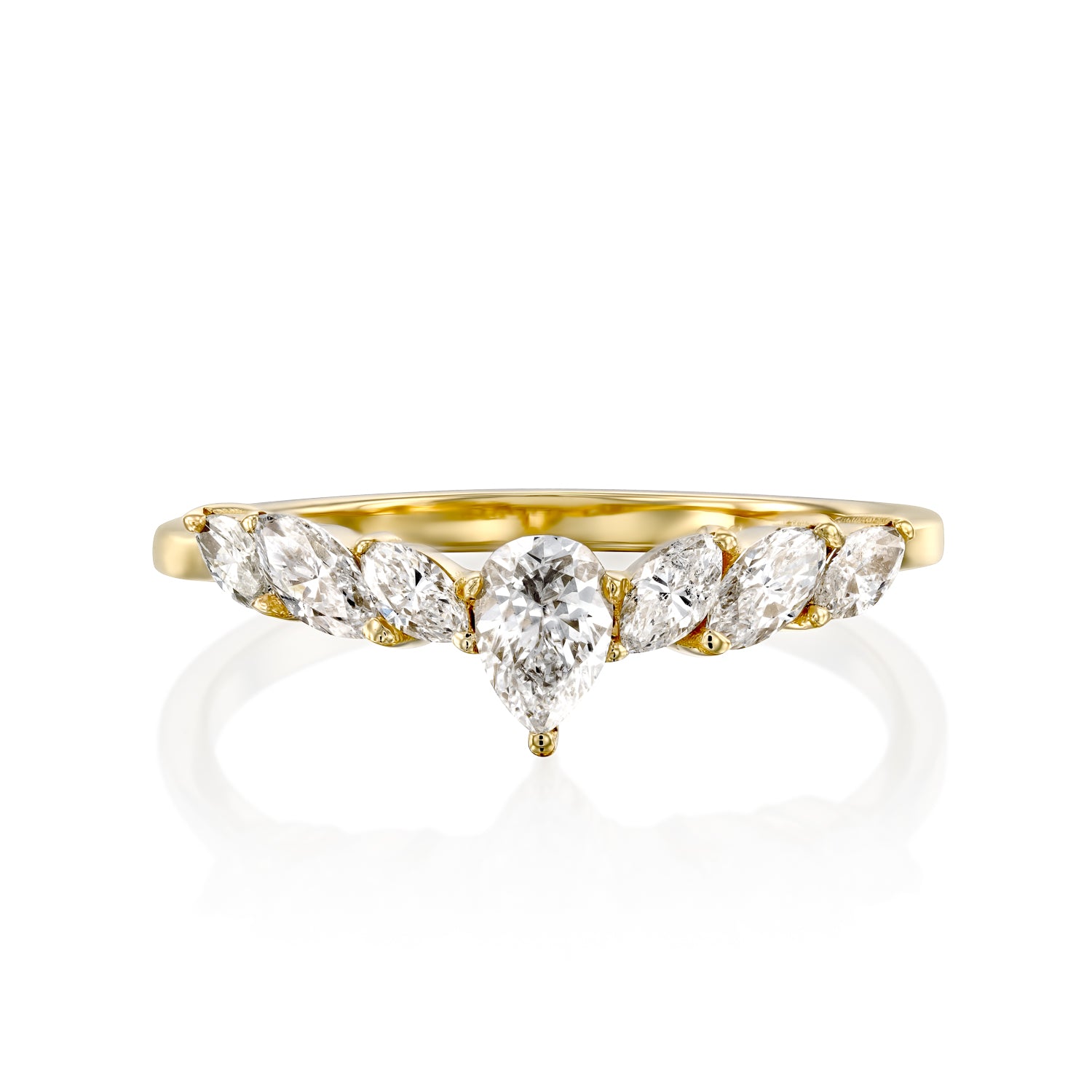 Marquise Cut Diamond Ring Gold 14K