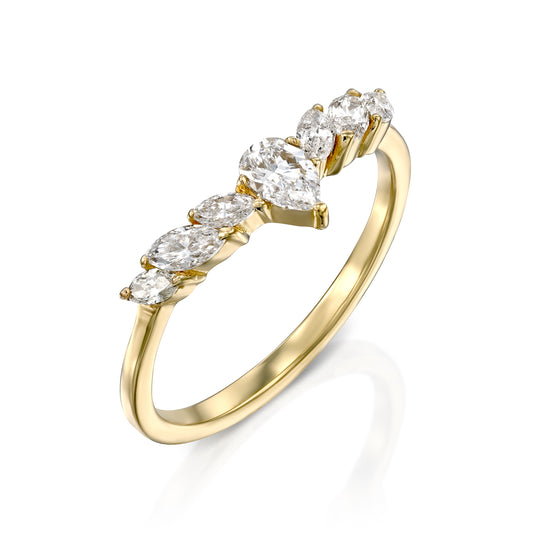 Marquise Cut Diamond Ring Gold 14K