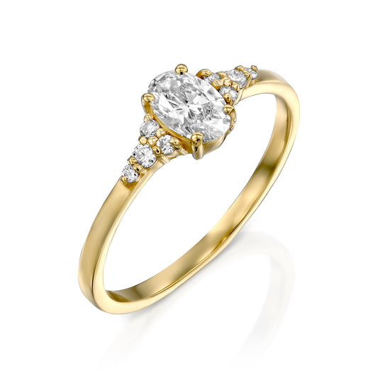Oval Cut Diamond Ring Gold 14K