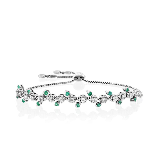 Emerald gemstones tennis with diamonds