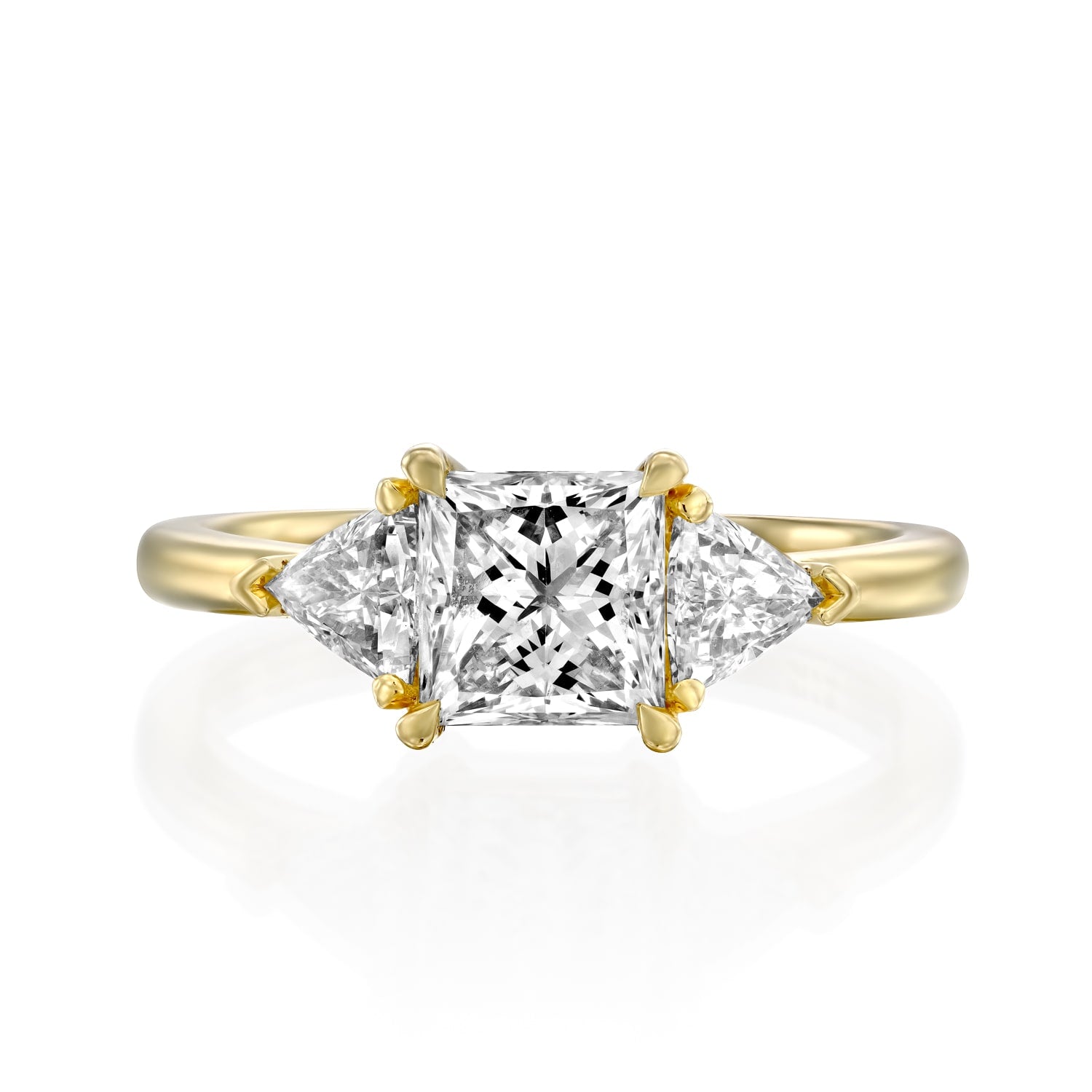 radiant and triangle diamond ring