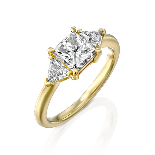 radiant and triangle diamond ring
